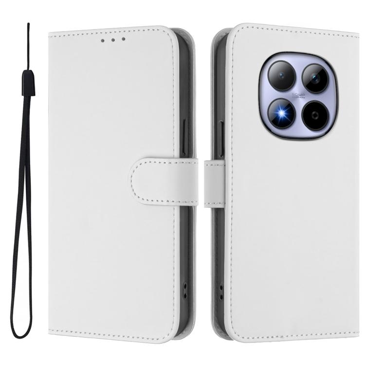 For Redmi Note 15 Pro 5G Global 163.6mm Skin Feel Solid Color Leather Phone Case with Lanyard