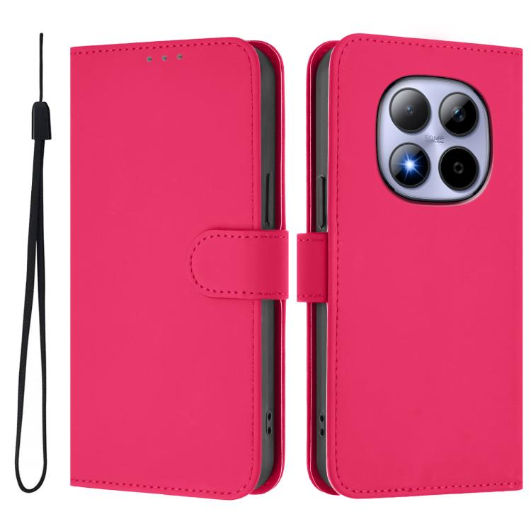 For Redmi Note 15 Pro 5G Global 163.6mm Skin Feel Solid Color Leather Phone Case with Lanyard