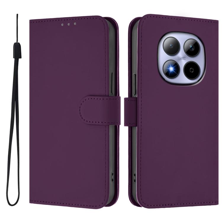 For Redmi Note 15 Pro 5G Global 163.6mm Skin Feel Solid Color Leather Phone Case with Lanyard