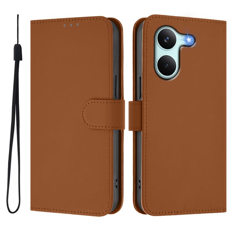 For Redmi Turbo 5 5G Global/Poco X8 Pro 5G Skin Feel Solid Color Leather Phone Case with Lanyard