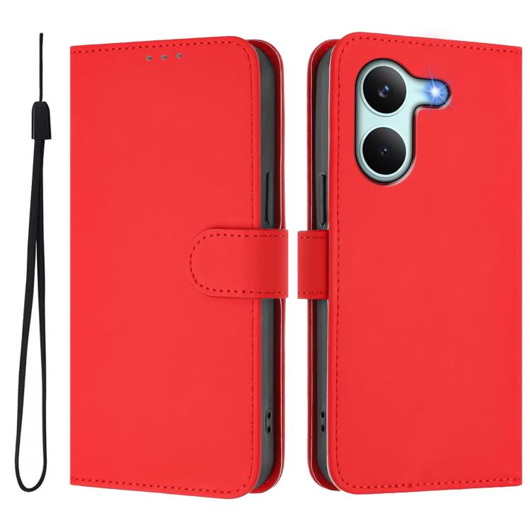 For Redmi Turbo 5 5G Global/Poco X8 Pro 5G Skin Feel Solid Color Leather Phone Case with Lanyard