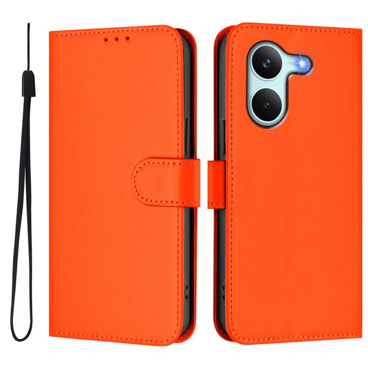 For Redmi Turbo 5 5G Global/Poco X8 Pro 5G Skin Feel Solid Color Leather Phone Case with Lanyard
