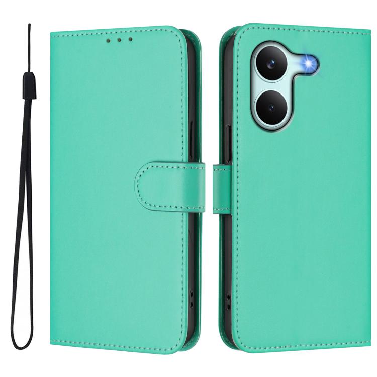For Redmi Turbo 5 5G Global/Poco X8 Pro 5G Skin Feel Solid Color Leather Phone Case with Lanyard