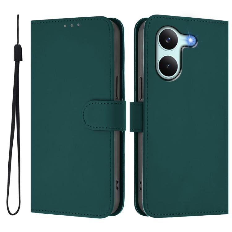 For Redmi Turbo 5 5G Global/Poco X8 Pro 5G Skin Feel Solid Color Leather Phone Case with Lanyard