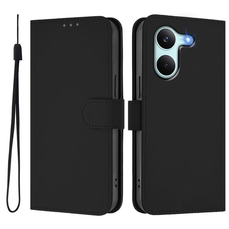 For Redmi Turbo 5 5G Global/Poco X8 Pro 5G Skin Feel Solid Color Leather Phone Case with Lanyard