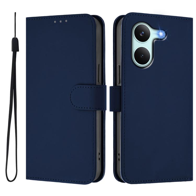 For Redmi Turbo 5 5G Global/Poco X8 Pro 5G Skin Feel Solid Color Leather Phone Case with Lanyard