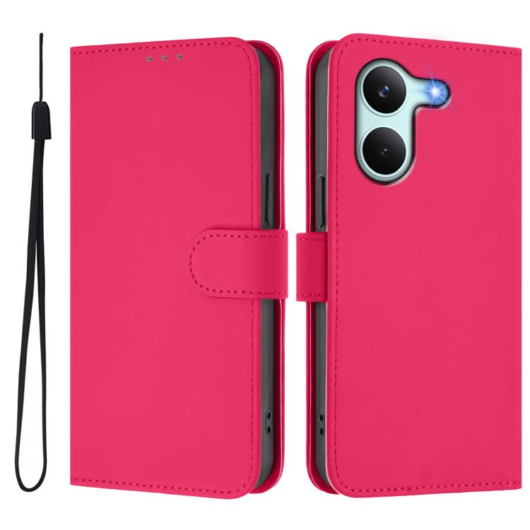 For Redmi Turbo 5 5G Global/Poco X8 Pro 5G Skin Feel Solid Color Leather Phone Case with Lanyard