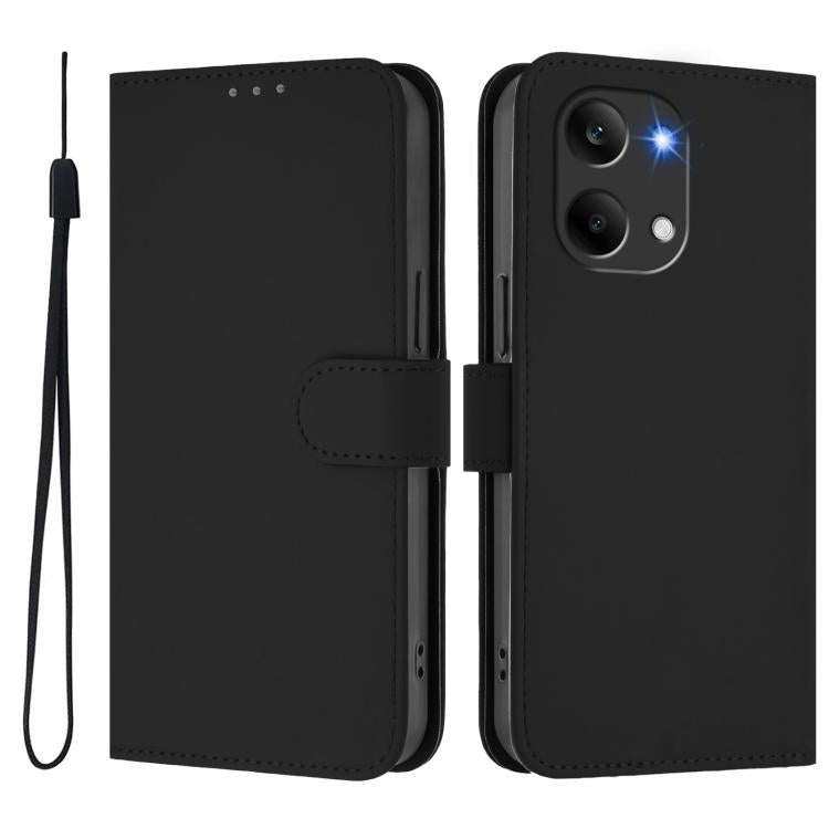 For Redmi Turbo 5 Max 5G/Poco X8 Pro Max 5G Skin Feel Solid Color Leather Phone Case with Lanyard