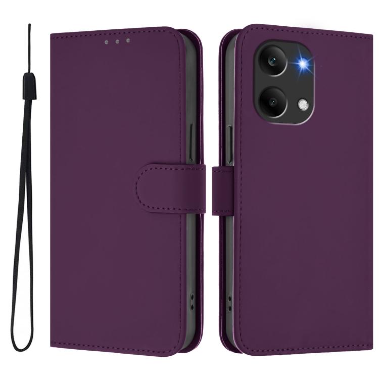 For Redmi Turbo 5 Max 5G/Poco X8 Pro Max 5G Skin Feel Solid Color Leather Phone Case with Lanyard