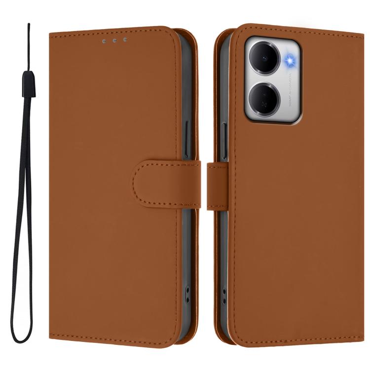 For Redmi 15a 5G Global Skin Feel Solid Color Leather Phone Case with Lanyard