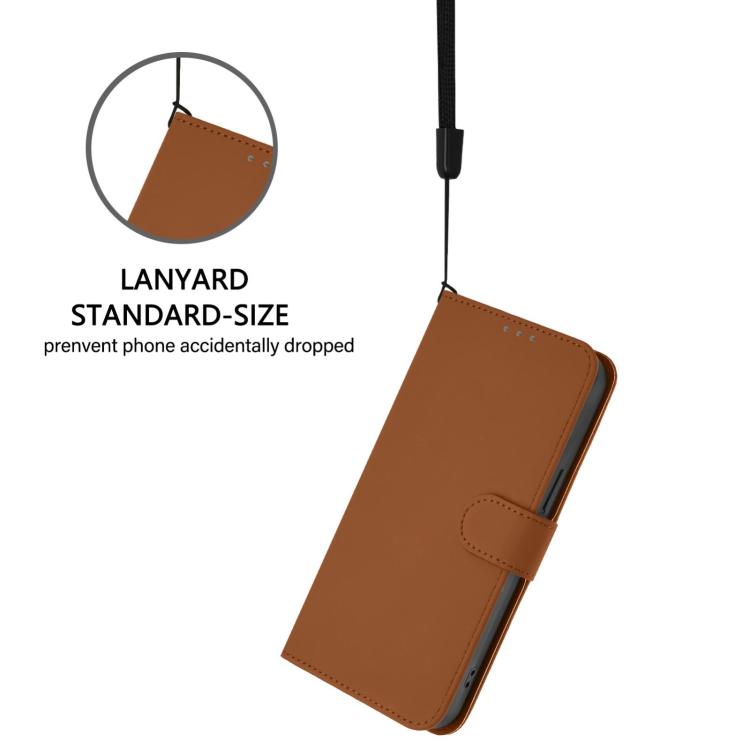 For Redmi 15a 5G Global Skin Feel Solid Color Leather Phone Case with Lanyard