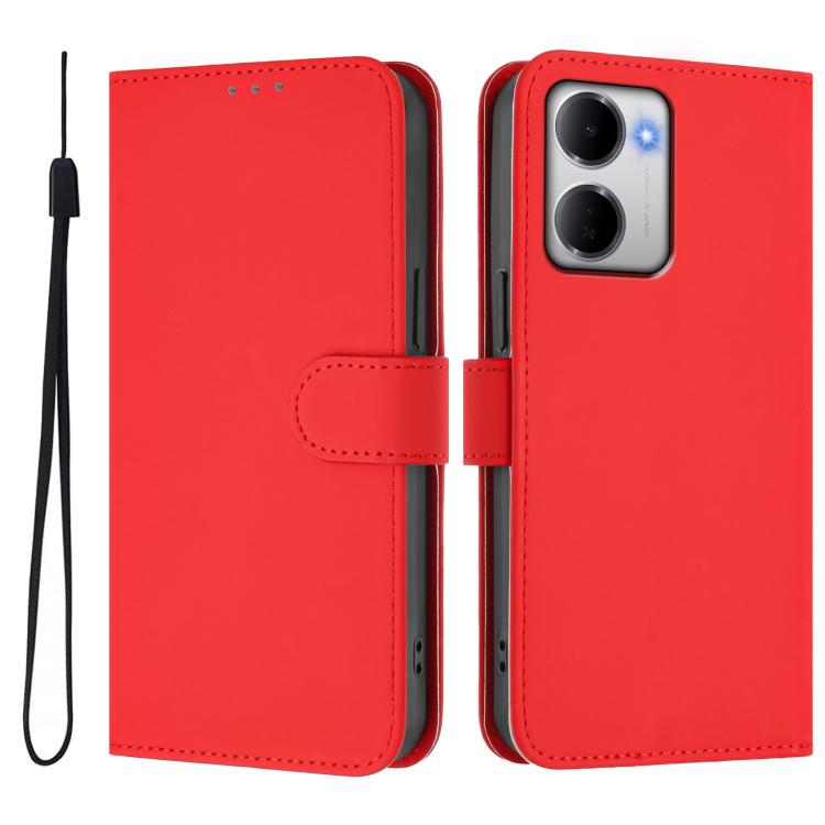For Redmi 15a 5G Global Skin Feel Solid Color Leather Phone Case with Lanyard