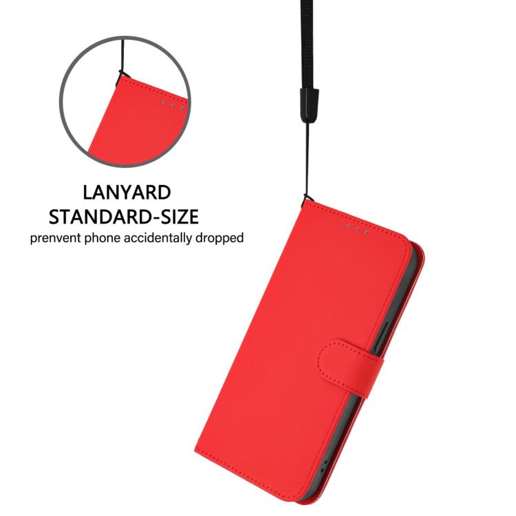 For Redmi 15a 5G Global Skin Feel Solid Color Leather Phone Case with Lanyard