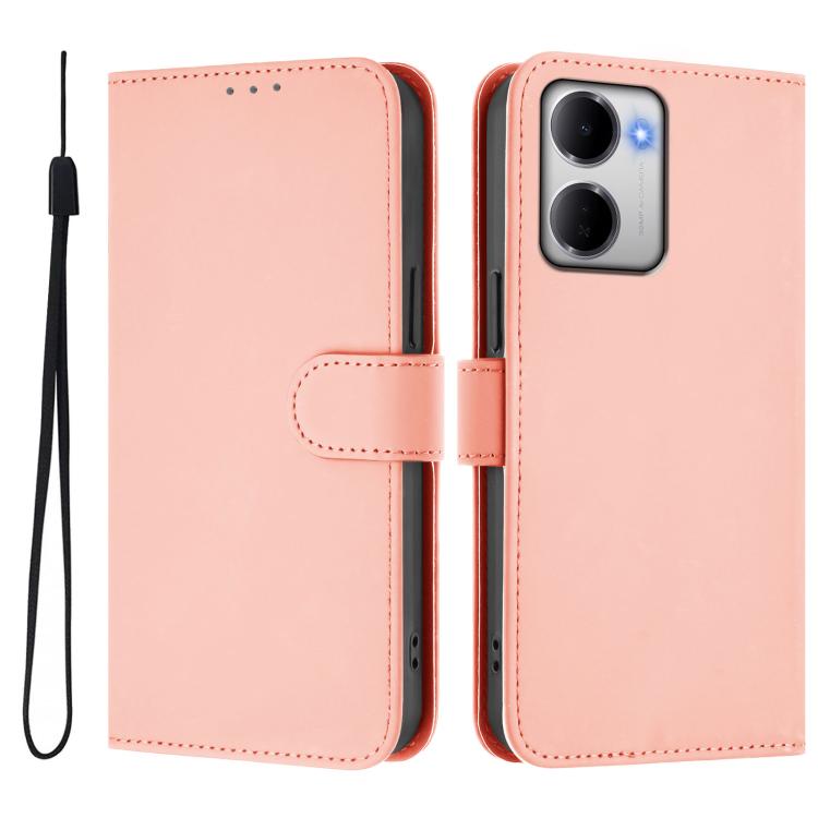 For Redmi 15a 5G Global Skin Feel Solid Color Leather Phone Case with Lanyard