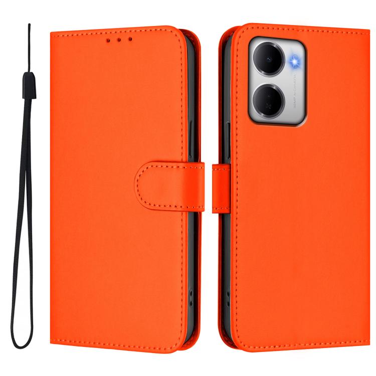 For Redmi 15a 5G Global Skin Feel Solid Color Leather Phone Case with Lanyard
