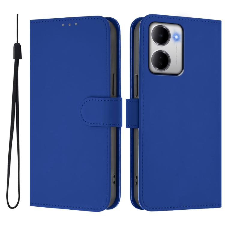 For Redmi 15a 5G Global Skin Feel Solid Color Leather Phone Case with Lanyard