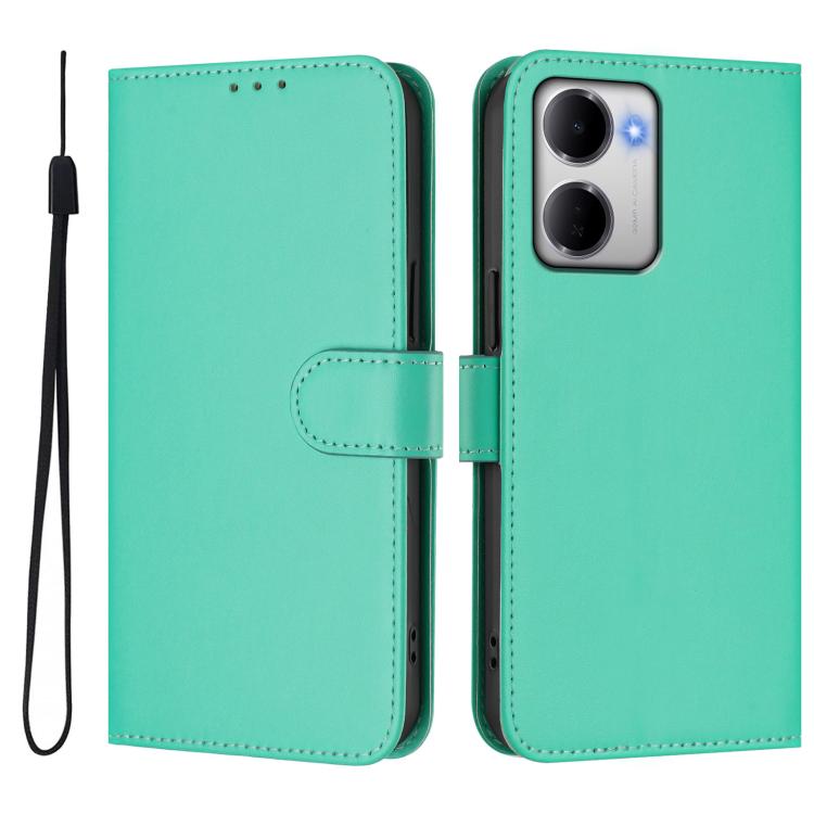 For Redmi 15a 5G Global Skin Feel Solid Color Leather Phone Case with Lanyard