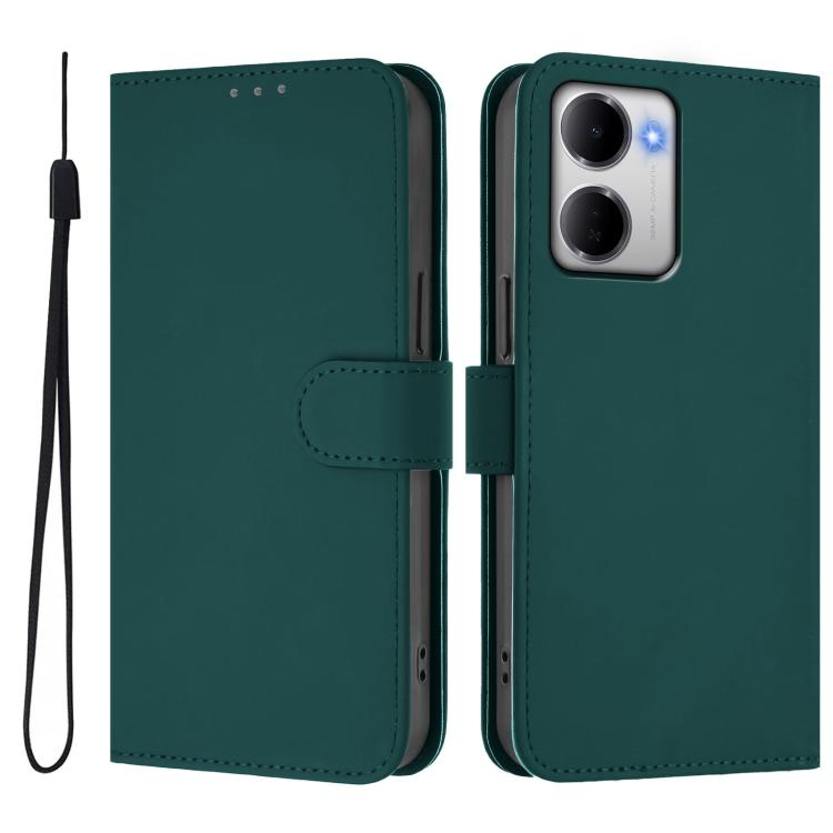 For Redmi 15a 5G Global Skin Feel Solid Color Leather Phone Case with Lanyard