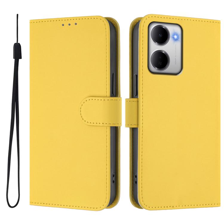 For Redmi 15a 5G Global Skin Feel Solid Color Leather Phone Case with Lanyard