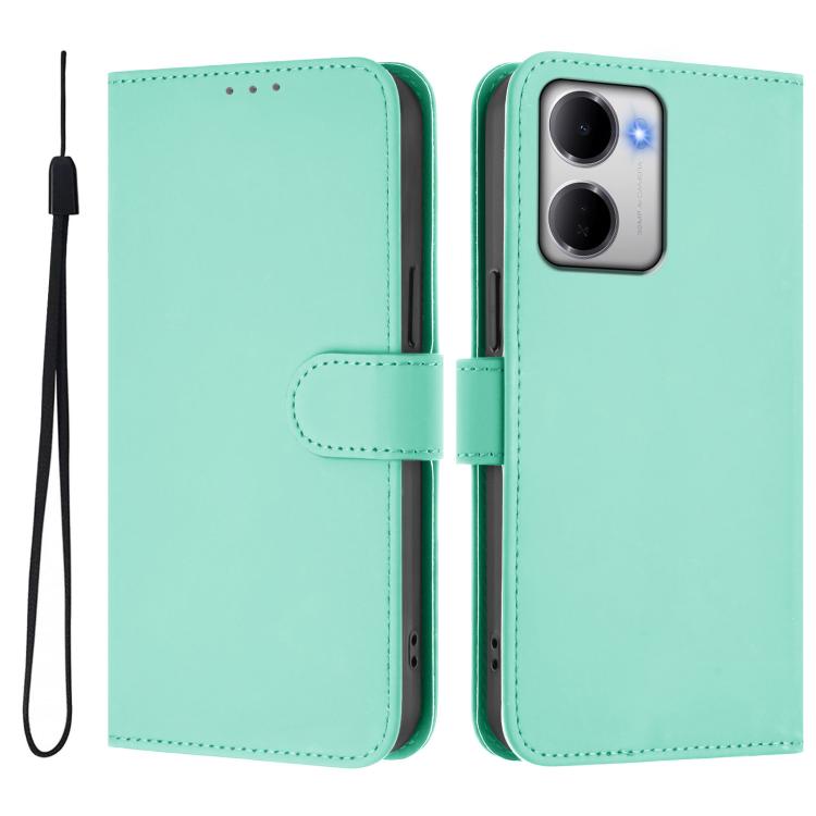 For Redmi 15a 5G Global Skin Feel Solid Color Leather Phone Case with Lanyard