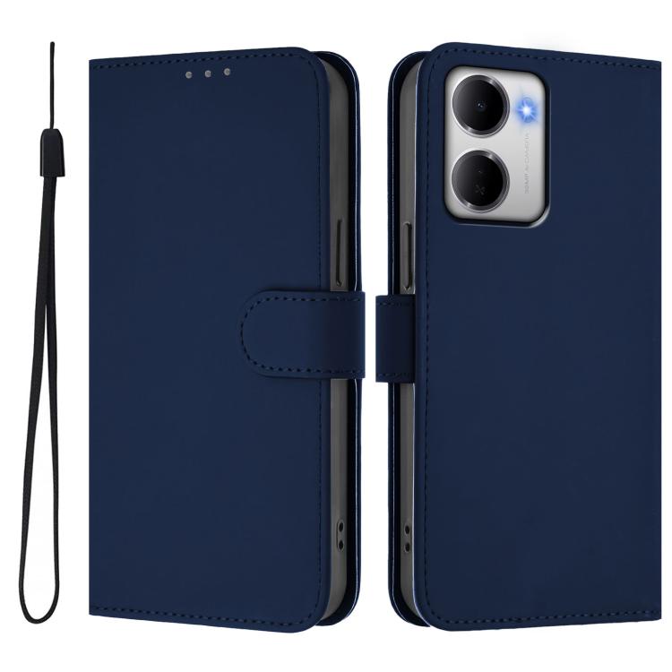 For Redmi 15a 5G Global Skin Feel Solid Color Leather Phone Case with Lanyard