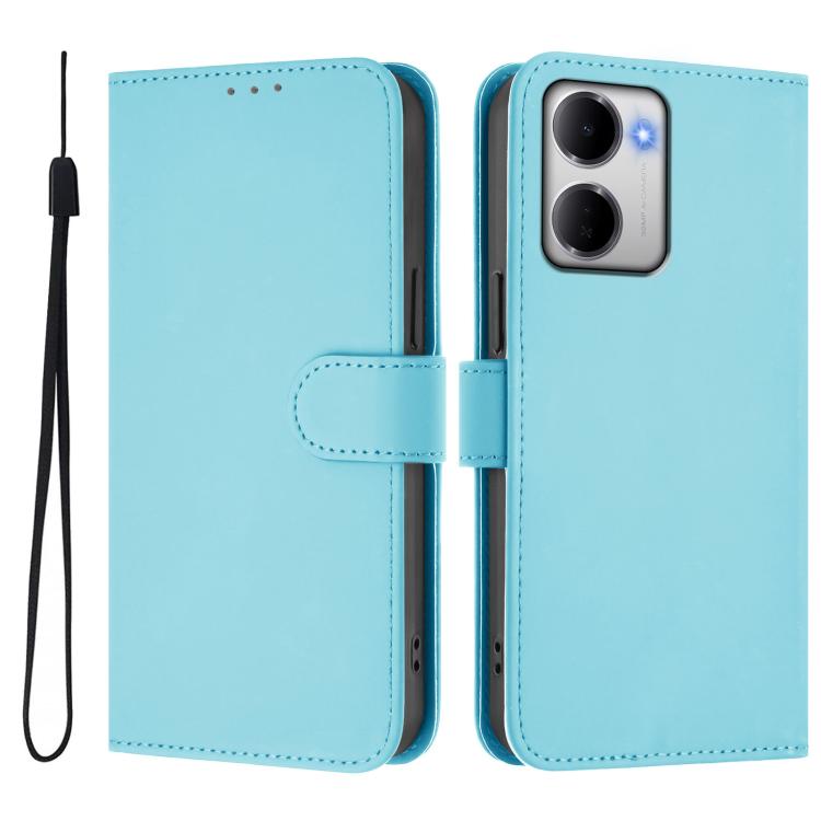 For Redmi 15a 5G Global Skin Feel Solid Color Leather Phone Case with Lanyard