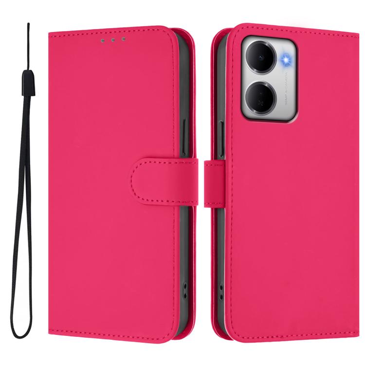 For Redmi 15a 5G Global Skin Feel Solid Color Leather Phone Case with Lanyard