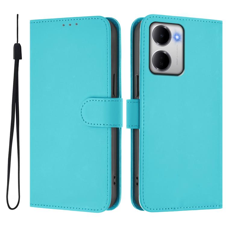 For Redmi 15a 5G Global Skin Feel Solid Color Leather Phone Case with Lanyard