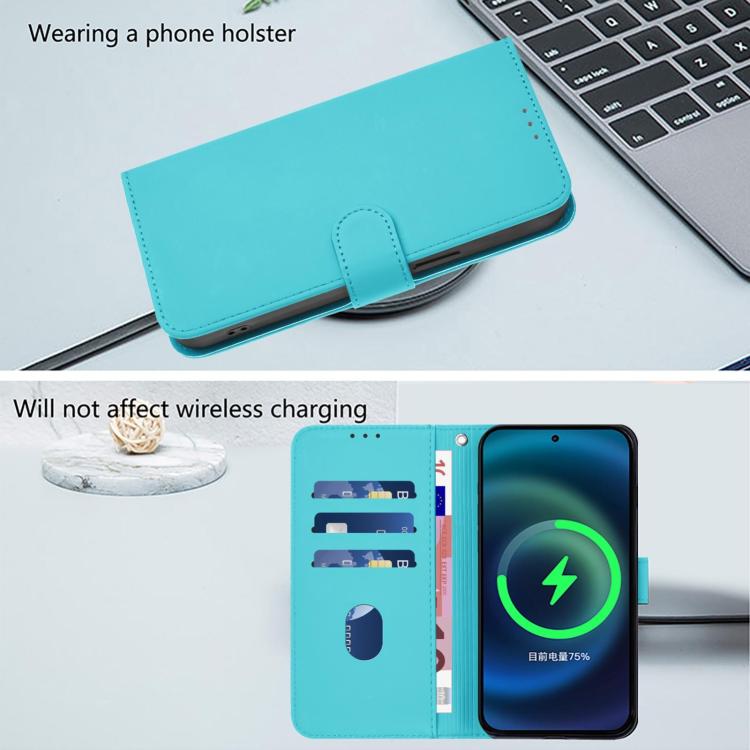 For Redmi 15a 5G Global Skin Feel Solid Color Leather Phone Case with Lanyard