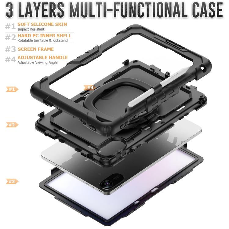 For Xiaomi Redmi Pad 2 D Type Silicone Hybrid PC Tablet Case with Handle Holder