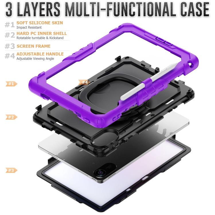 For Xiaomi Redmi Pad 2 D Type Silicone Hybrid PC Tablet Case with Handle Holder