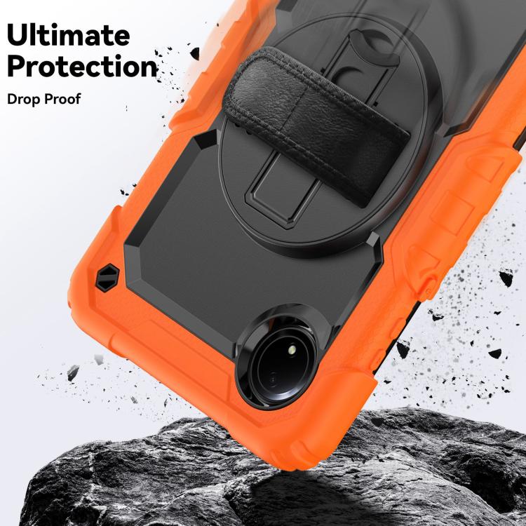 For Xiaomi Redmi Pad SE 8.7 2024 Turntable Holder Silicone Hybrid PC Tablet Case with Shoulder Strap