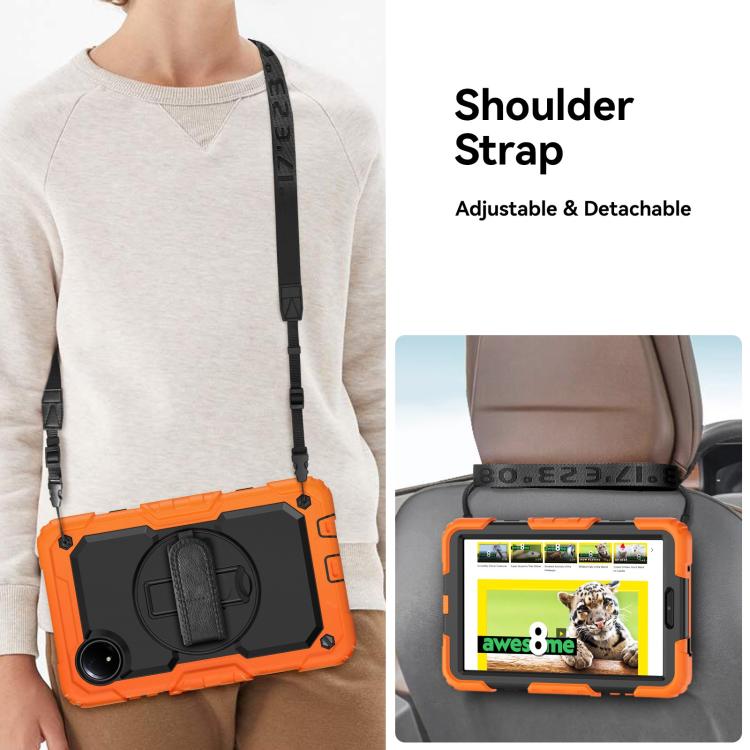 For Xiaomi Redmi Pad SE 8.7 2024 Turntable Holder Silicone Hybrid PC Tablet Case with Shoulder Strap