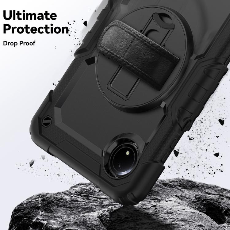 For Xiaomi Redmi Pad SE 8.7 2024 Turntable Holder Silicone Hybrid PC Tablet Case with Shoulder Strap