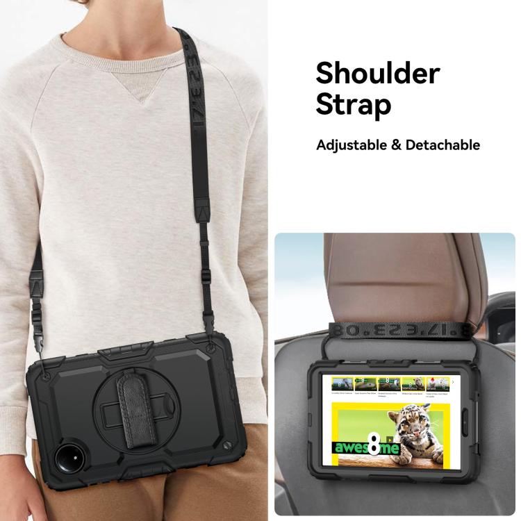 For Xiaomi Redmi Pad SE 8.7 2024 Turntable Holder Silicone Hybrid PC Tablet Case with Shoulder Strap