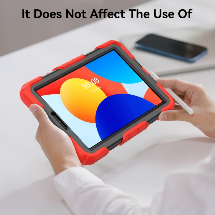For Xiaomi Redmi Pad SE 8.7 2024 Turntable Holder Silicone Hybrid PC Tablet Case with Shoulder Strap
