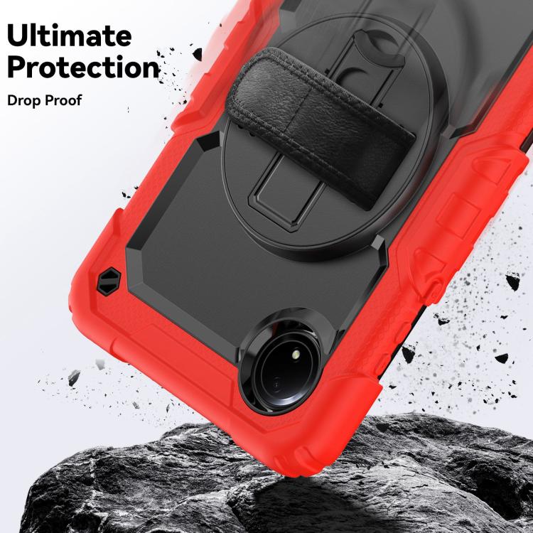For Xiaomi Redmi Pad SE 8.7 2024 Turntable Holder Silicone Hybrid PC Tablet Case with Shoulder Strap