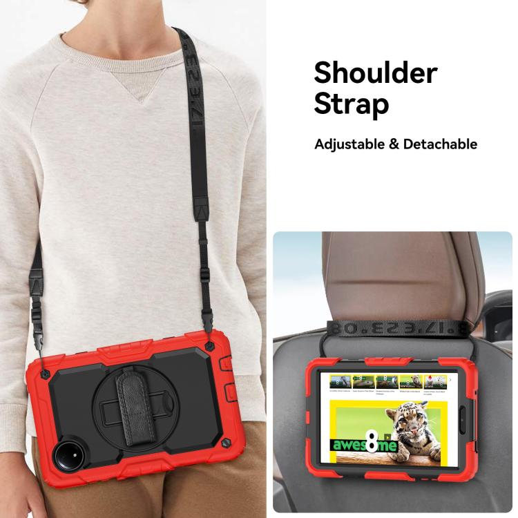 For Xiaomi Redmi Pad SE 8.7 2024 Turntable Holder Silicone Hybrid PC Tablet Case with Shoulder Strap