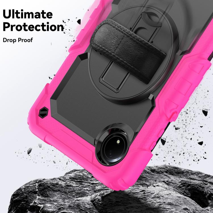 For Xiaomi Redmi Pad SE 8.7 2024 Turntable Holder Silicone Hybrid PC Tablet Case with Shoulder Strap