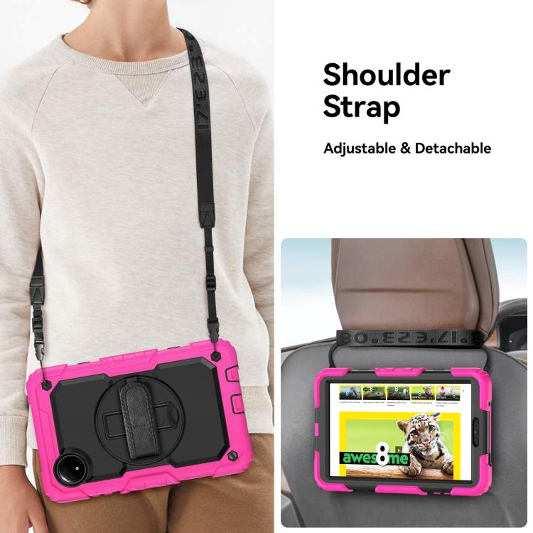 For Xiaomi Redmi Pad SE 8.7 2024 Turntable Holder Silicone Hybrid PC Tablet Case with Shoulder Strap