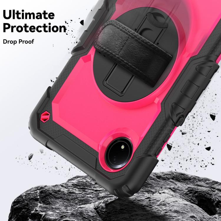 For Xiaomi Redmi Pad SE 8.7 2024 Turntable Holder Silicone Hybrid PC Tablet Case with Shoulder Strap
