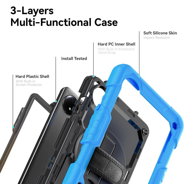 For Xiaomi Redmi Pad SE 8.7 2024 Turntable Holder Silicone Hybrid PC Tablet Case with Shoulder Strap