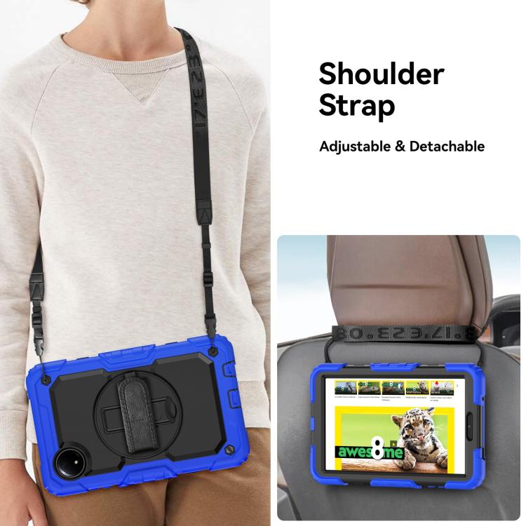 For Xiaomi Redmi Pad SE 8.7 2024 Turntable Holder Silicone Hybrid PC Tablet Case with Shoulder Strap
