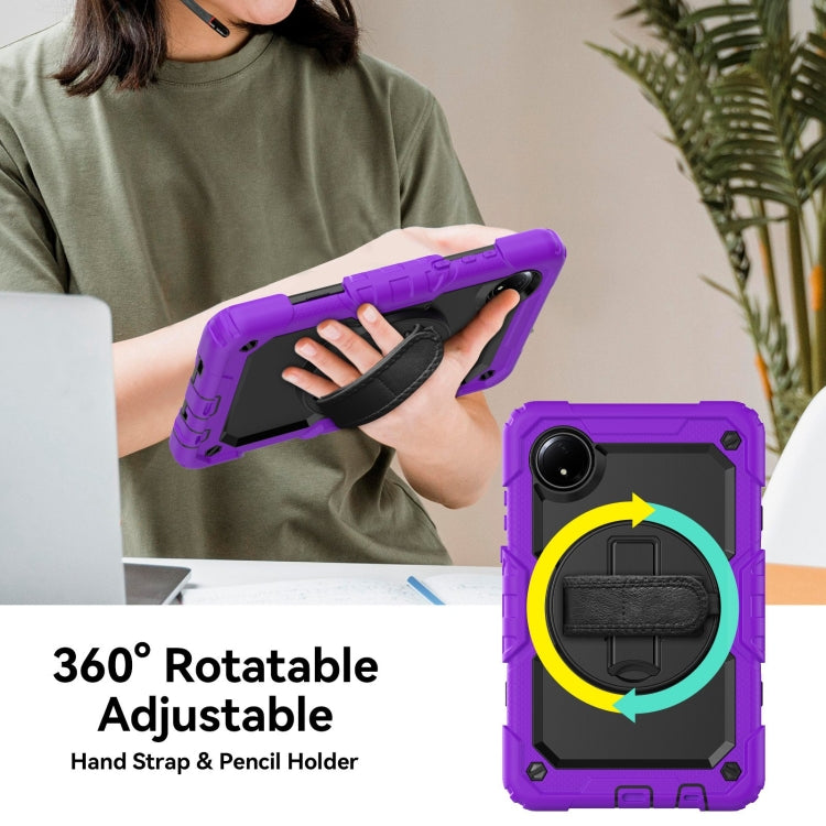 For Xiaomi Redmi Pad SE 8.7 2024 Turntable Holder Silicone Hybrid PC Tablet Case with Shoulder Strap