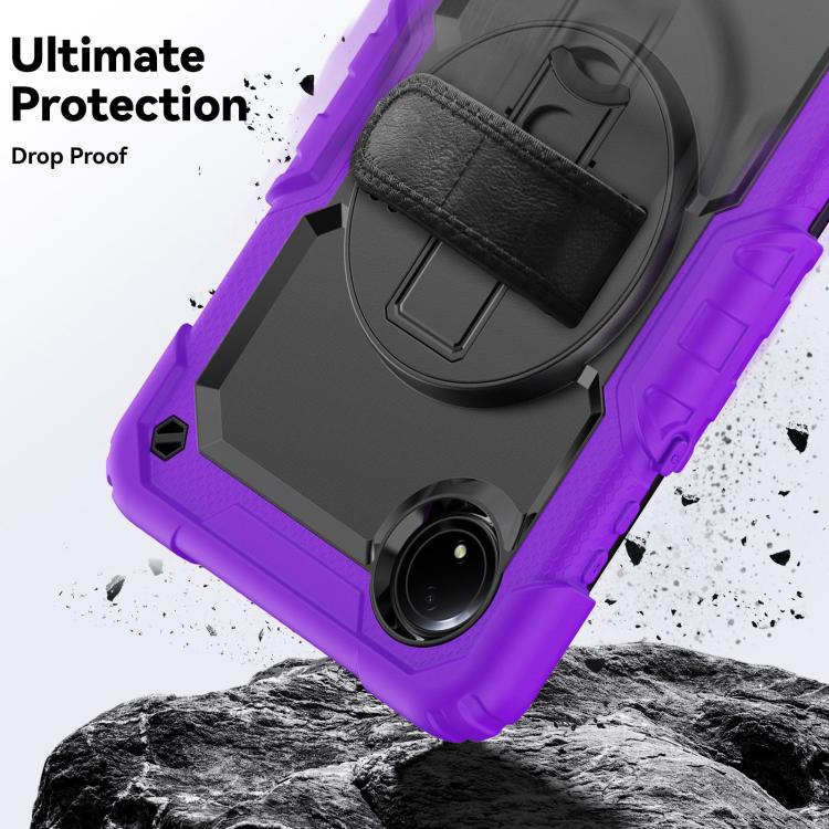 For Xiaomi Redmi Pad SE 8.7 2024 Turntable Holder Silicone Hybrid PC Tablet Case with Shoulder Strap