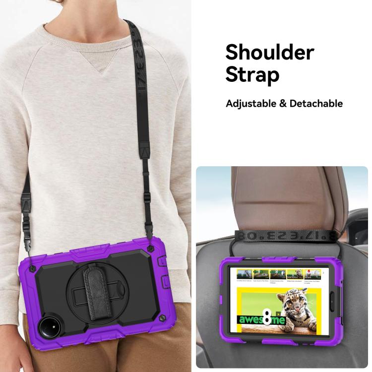 For Xiaomi Redmi Pad SE 8.7 2024 Turntable Holder Silicone Hybrid PC Tablet Case with Shoulder Strap
