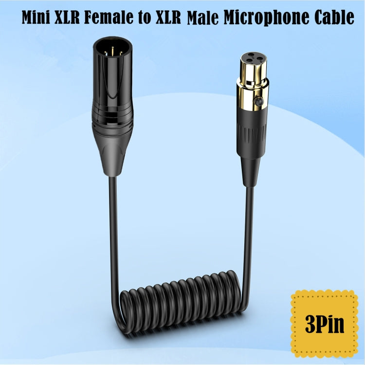 Mini XLR Female to XLR Male Audio Mixer Mini Microphone Coiled Audio Cable, Length: 0.5m - Black