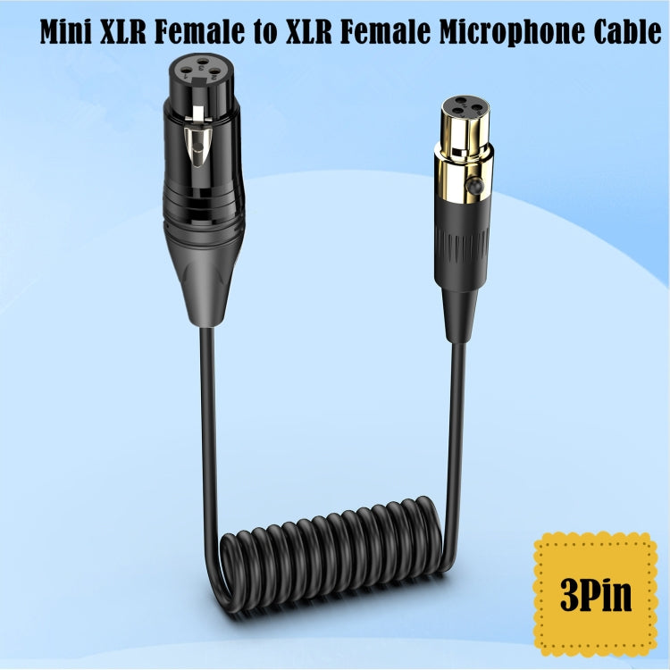 Mini XLR Female to XLR Female Audio Mixer Mini Microphone Coiled Audio Cable, Length: 0.5m - Black