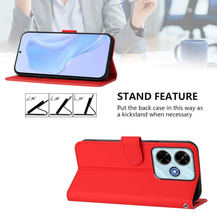 For Xiaomi Poco M6 4G Skin Feel Solid Color Leather Phone Case with Lanyard