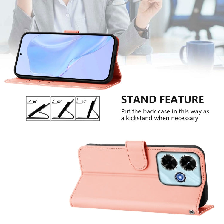 For Xiaomi Poco M6 4G Skin Feel Solid Color Leather Phone Case with Lanyard